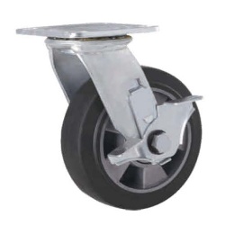 3 Series Rubber on Alu swivel caster with Brake