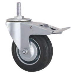 4 Series Screw stem Industry Rubber Swivel caster with brake