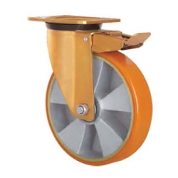 4 Series Industry PU on Alu Swivel caster with brake