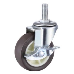  1 Series TPR swivel caster with side brake 